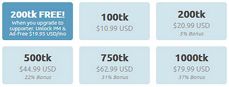 chaturbateのトークン購入表