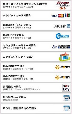 ファム(FAMU)ポイント購入の支払方法